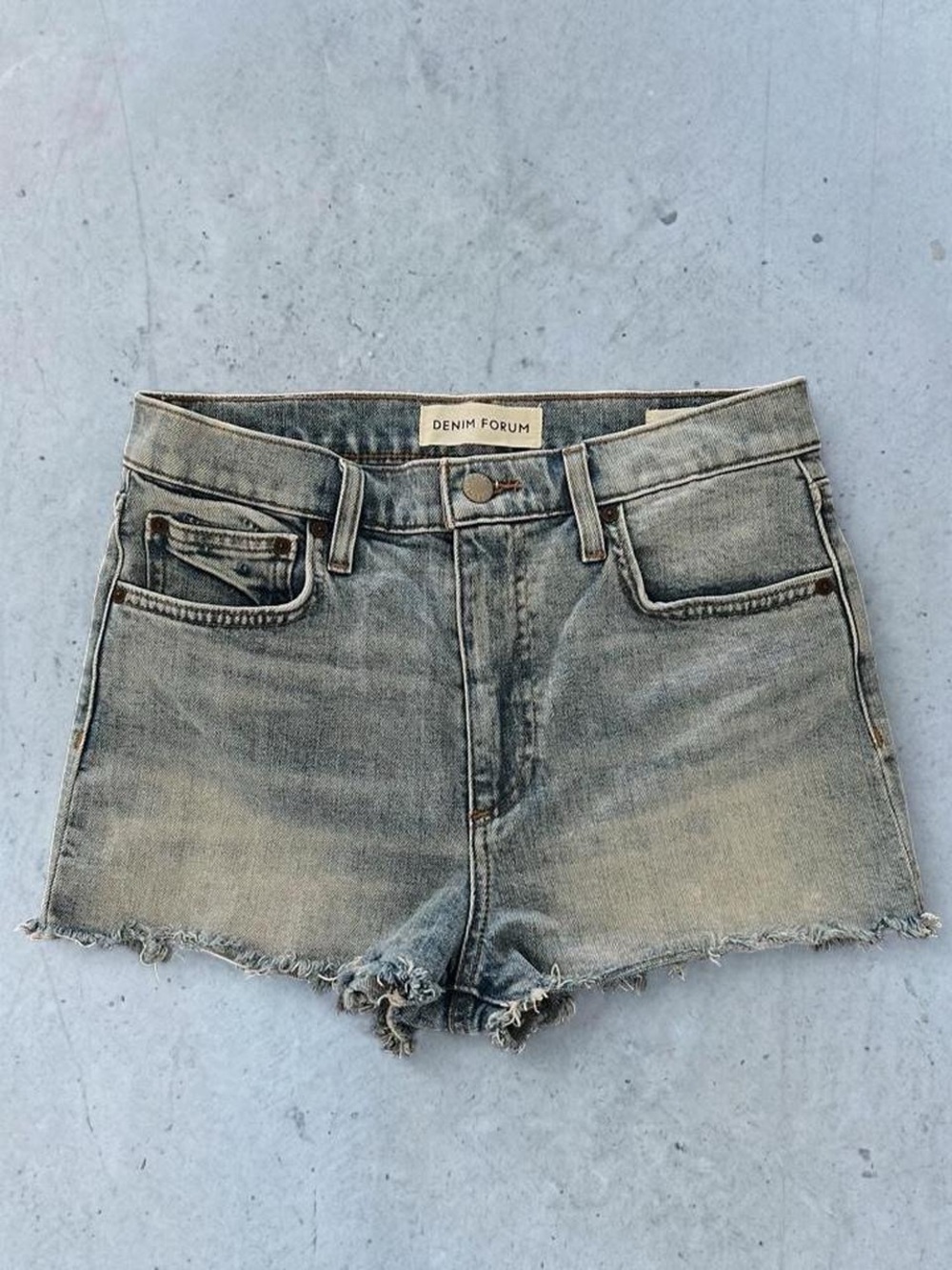Denim Forum Faded Blue High-Rise Cutoff Jean Shorts